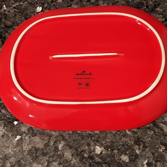 Hallmark Fresh Baked Cookies Red Plate Tray Platter Christmas Dessert Oval 8x11 - Picture 5 of 6